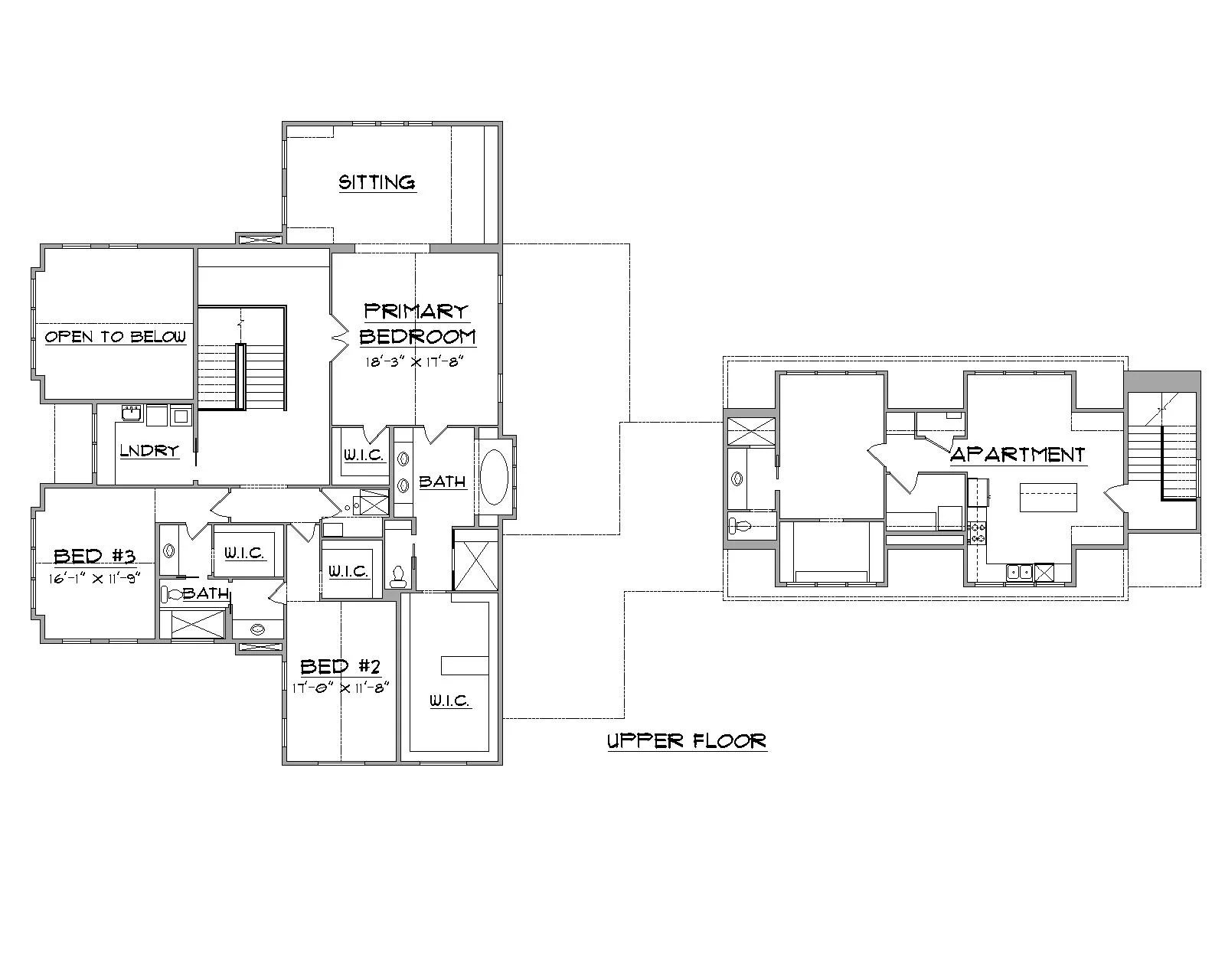 Vineyard floor plan upper floor view